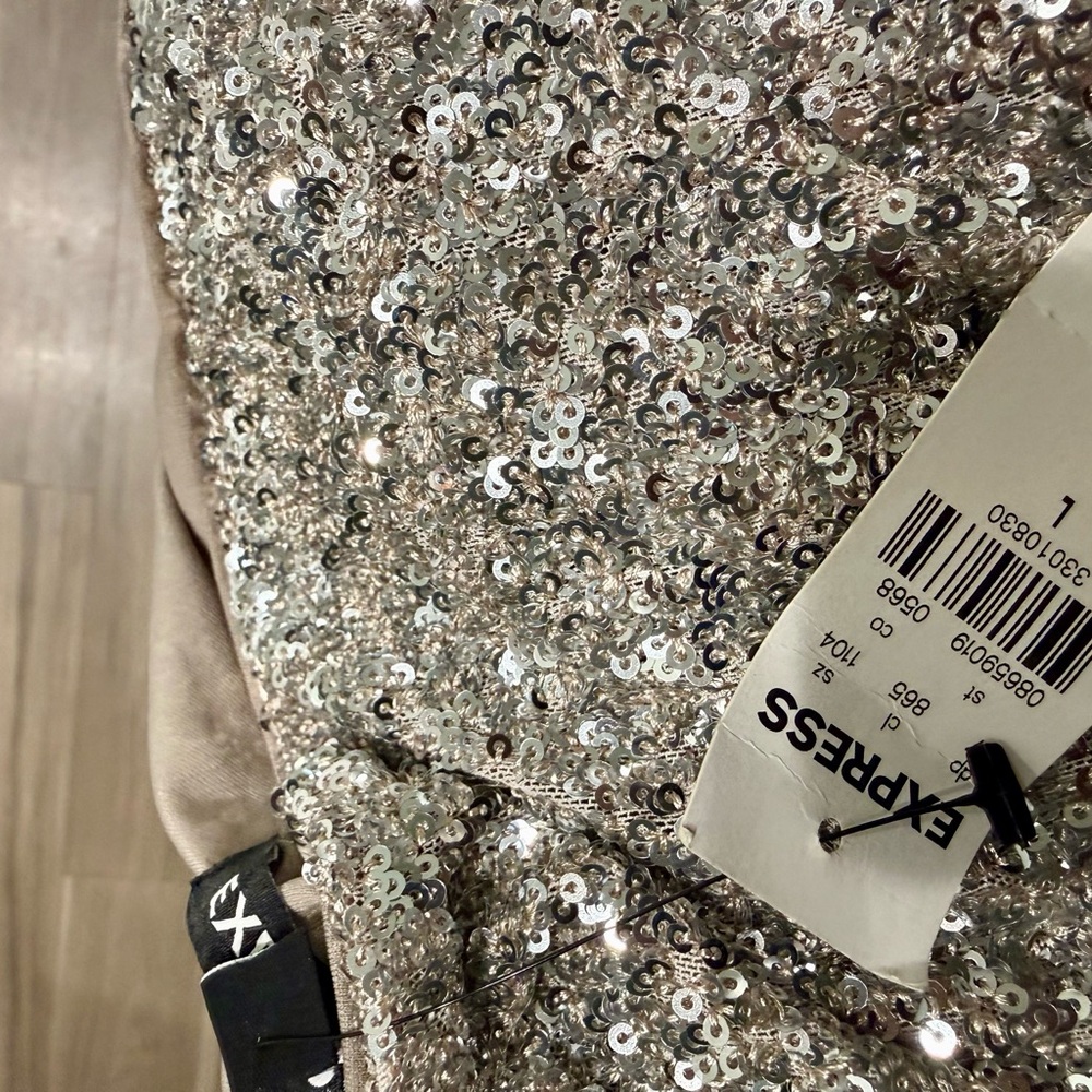 Express Silver Strapless Sequin Dress - Picture 5 of 6